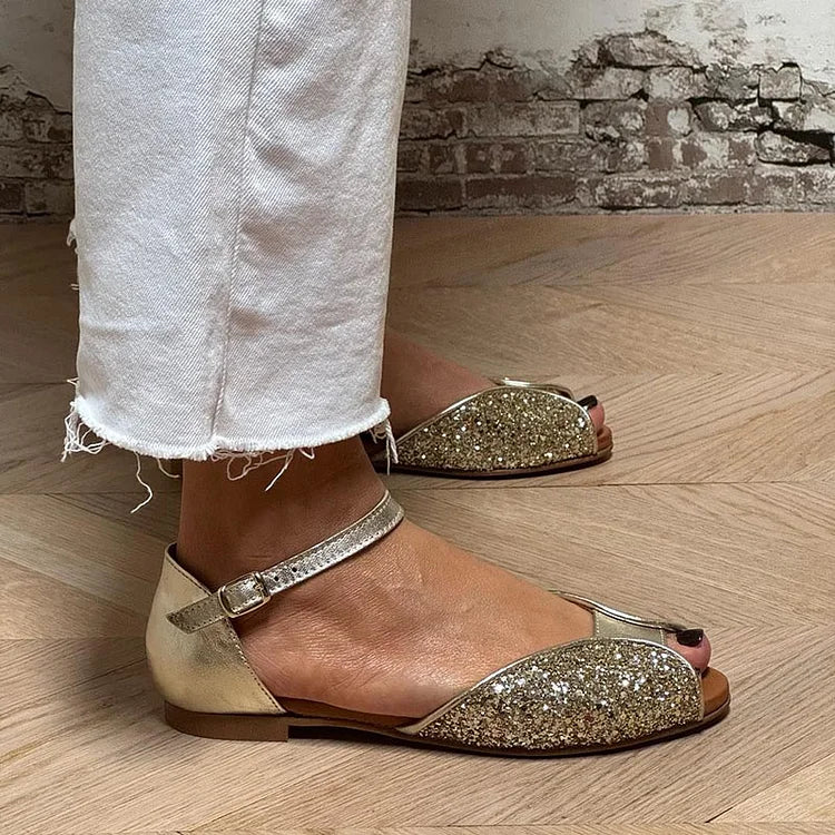 FLAVIA | PŁASKIE SANDALY GLITTER