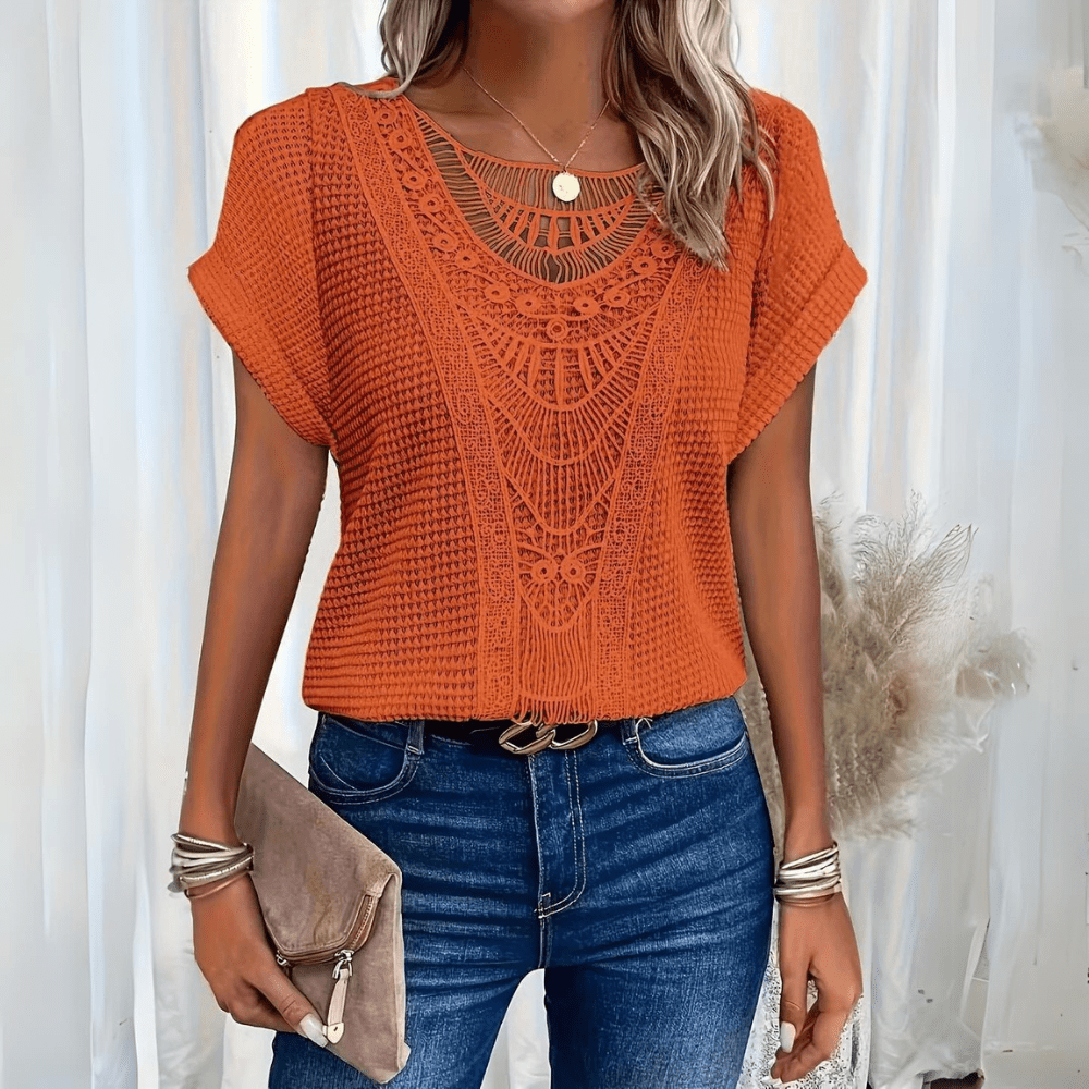 Aada™ | Lekka bluzka boho z szydełkowym detalem