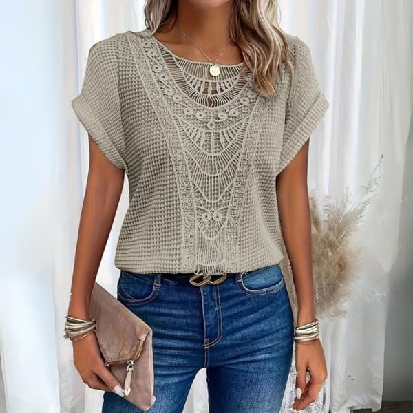 Aada™ | Lekka bluzka boho z szydełkowym detalem
